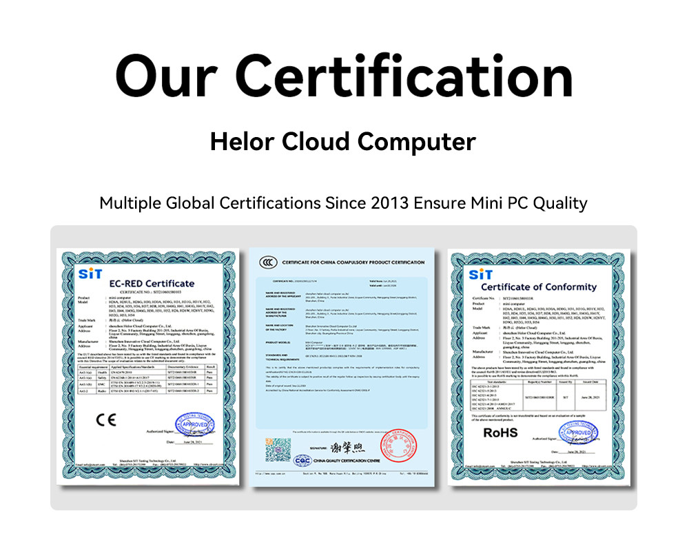 Jüngste Firmenblogs über Helor Cloud Computer: Mehrfache globale Zertifizierungen seit 2013 gewährleisten Mini-PC-Qualität