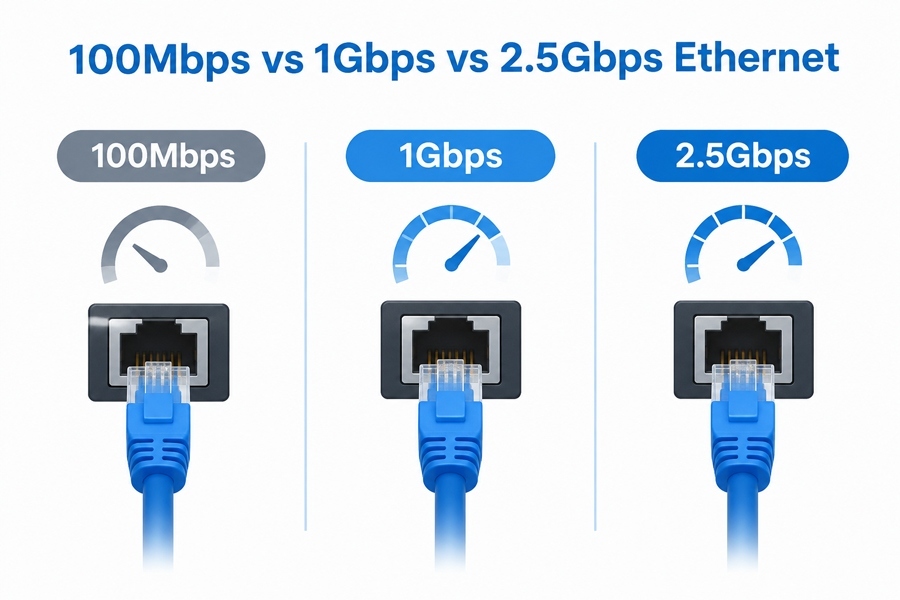 Neueste Unternehmensblogs über 100Mbps vs. 1Gbps vs. 2.5Gbps Ethernet: Wie sich die Geschwindigkeit des industriellen PC-Netzwerks auf die Latenz auswirkt