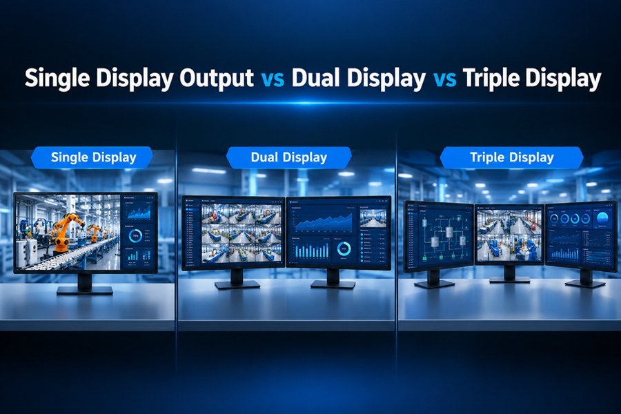 Neueste Unternehmensblogs über Single Display Output vs Dual Display vs Triple Display: Comparison of Multi screen Output Capability of Industrial PCs