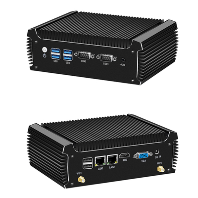 Intel Core i3 7100U Mini-PC, lüfterloser Industrie-PC, 16 GB RAM, mit 2 LAN, 2 COM-Anschlüssen