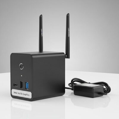 300M WLAN Dual-Antennen Mini-PC mit integrierter Intel Iris Xe Grafik und 12V 2,4A Netzteil für drahtloses Networking